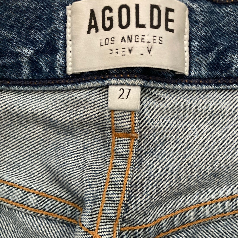 AGOLDE Blue Riley High Rise Straight Crop Jeans Distressed - Picture 8 of 10
